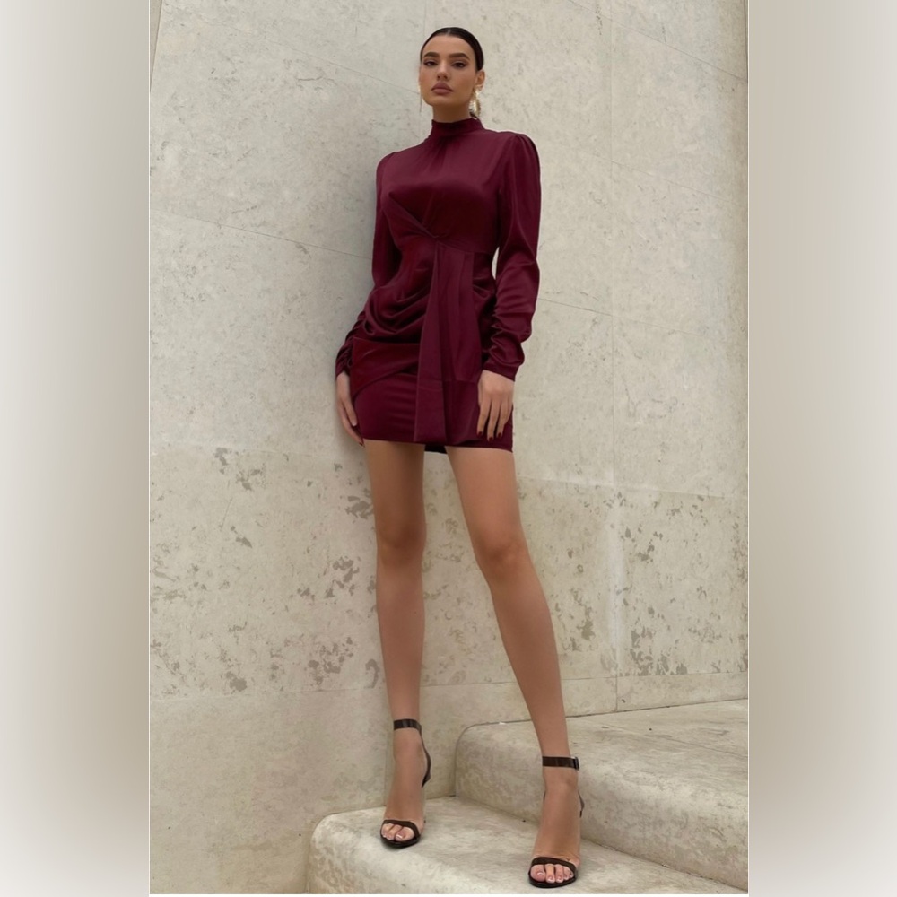 Satin burgundy dress